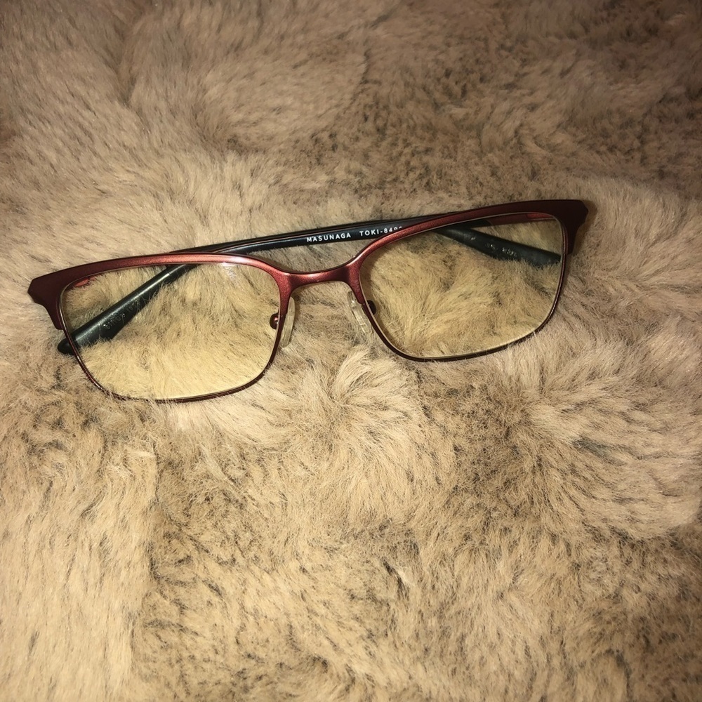 𝅺masunaga Toki - 8499 Chrome Red & Shiny Black Arms Frames Made in Japan